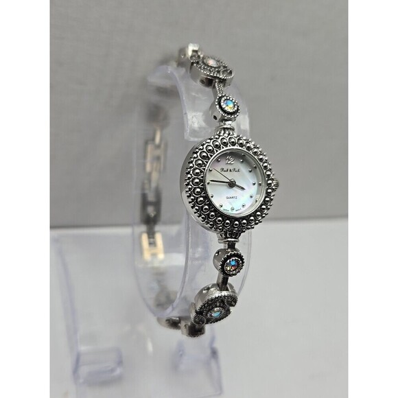 Peck And Peck Womens Marcasite Faux Opal Bracelet Watch Quartz New Battery - Picture 3 of 9